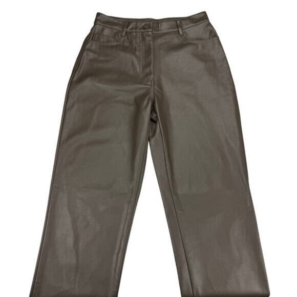 Oak+Fort Slim Fit Vegan Leather Pant In Turkish Coffee Size 0 - Picture 5 of 9
